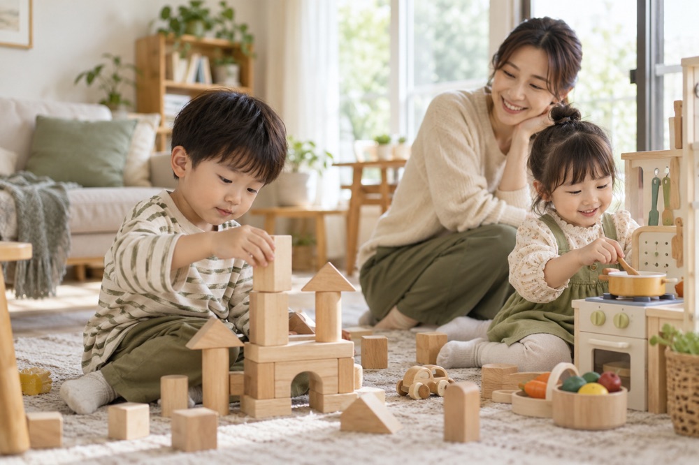 孩子在家玩角色扮演游戏