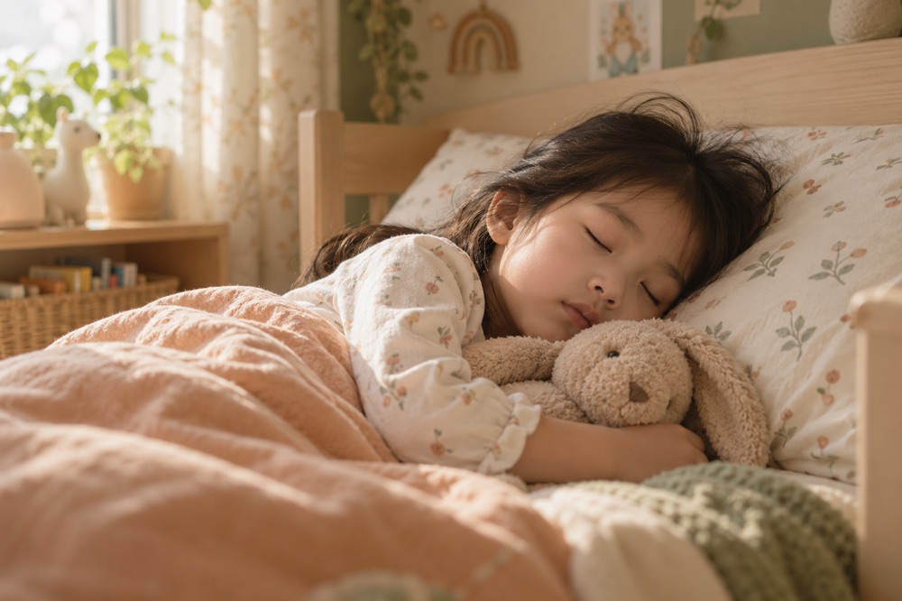 学龄前孩子在安静卧室睡觉