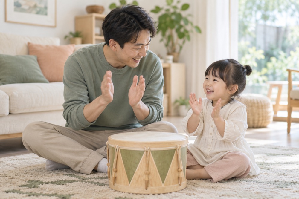 家长与幼儿一起玩节奏游戏