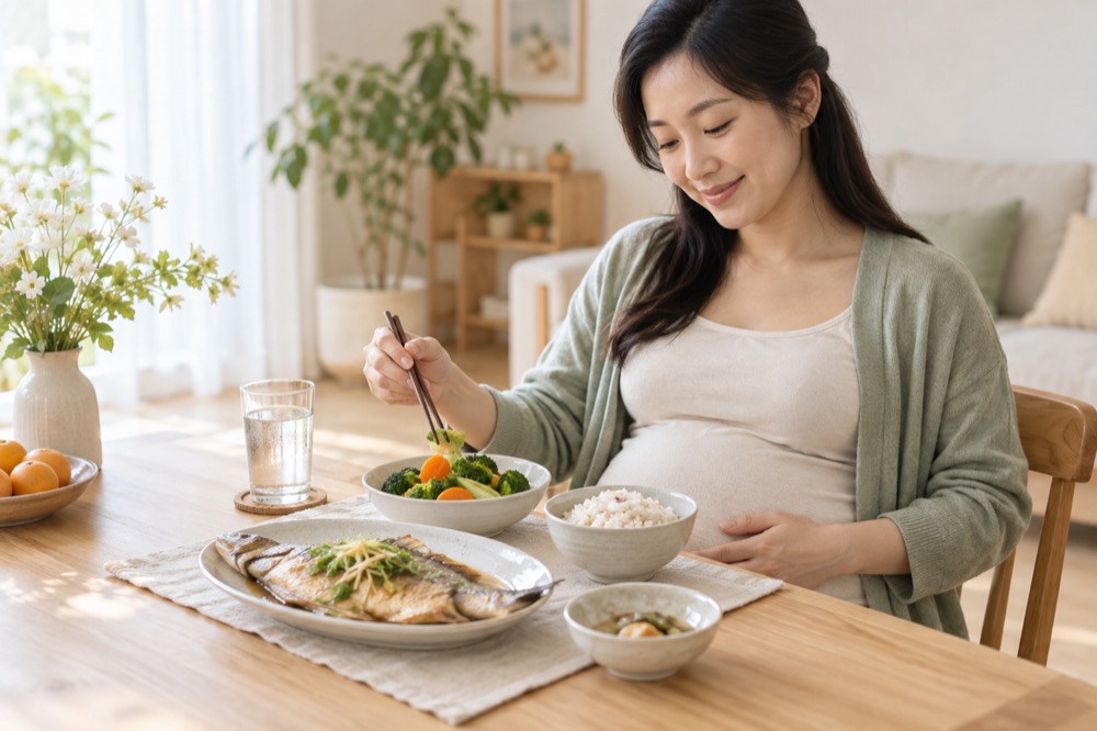 孕期餐桌上的熟食和蔬菜
