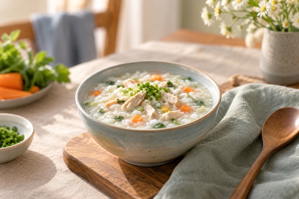 米粥与细碎熟食